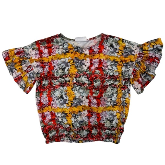 Molo Ravah Tee Shirt Checked Flowers Girl’s - Picture 1 of 6